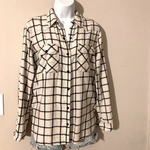 Cute plaid flannel shirt with snap front